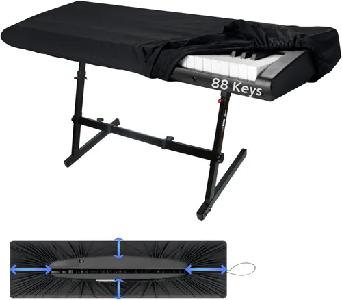 Vista 10 de Cubierta antipolvo para teclado de piano de 61 teclas, funda para teclado electrónico a prueba de suciedad con elástico duradero y bloqueo de cable