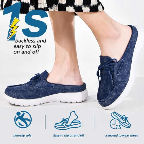 Vista 2 de Buyrew Pantuflas para mujer, cómodas, de lona de punto, con soporte de arco, transpirables, pantuflas de casa