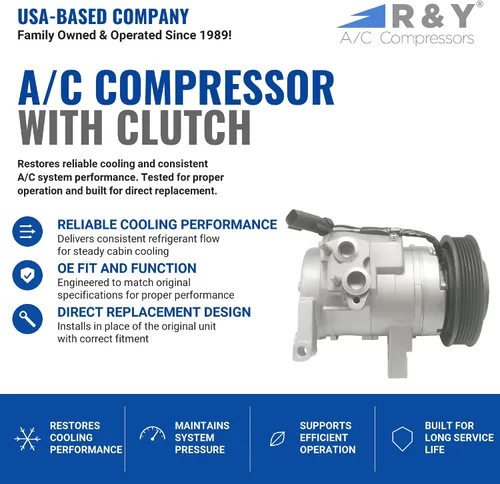Vista 2 de Compresores de A/C R & Y - Compresor de aire acondicionado automotriz RYC FG308