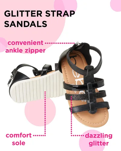 Vista 2 de bebe Sandalias para niña Sandalias de gladiador con correa brillante Sandalias de verano con correa para niñas pequeñas (5T-8T)