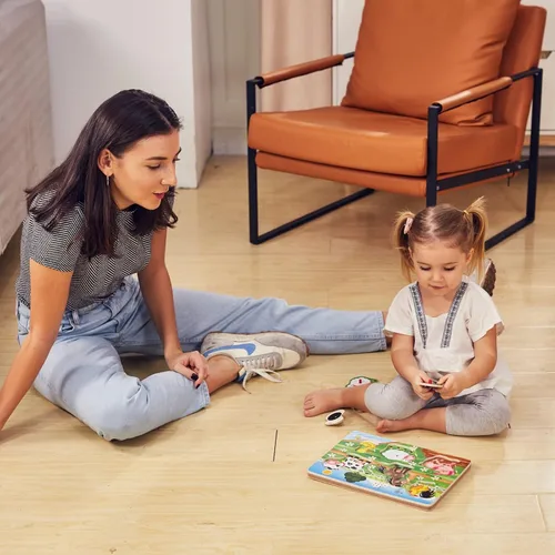 Vista 7 de Rompecabezas de sonido de animales de granja, rompecabezas de voz, rompecabezas de madera con sonido para niños pequeños y preescolares a partir
