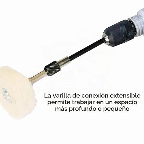 Vista 5 de Kit de 10 ruedas de pulido de algodón para taladro, ruedas de pulido para pulido de aluminio, cromo, acero inoxidable, metal, kit de pulido