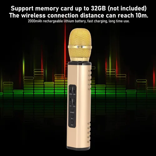 Vista 2 de Micrófono Bluetooth para karaoke, micrófono de mano K6, micrófono portátil con cancelación de ruido, máquina de altavoz para adultos y niños