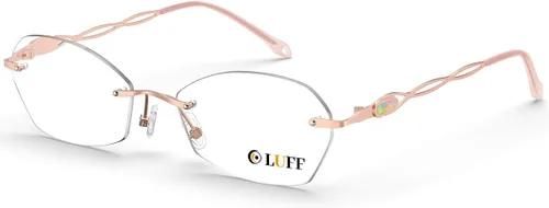 Vista 14 de LUFF Rimless Reading Glasses for Women Blue Light Computer Readers Lightweight 16g Metal Frame Eye Strain Relief