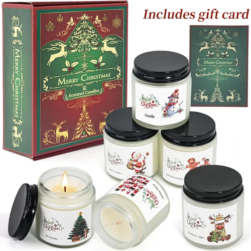 Vista 7 de Velas perfumadas de Navidad para el hogar, juego de 6 unidades, tarro de 21 onzas, regalo perfecto para mujeres, compañeros de trabajo, novia/amigos