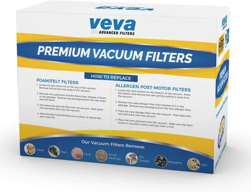 Vista 9 de VEVA Juego de filtros de vacío prémium con 6 alérgenos, 6 espumas, 6 filtros de fieltro para aspiradoras Shark Rocket Modelo HV319Q, 320, 321, 322