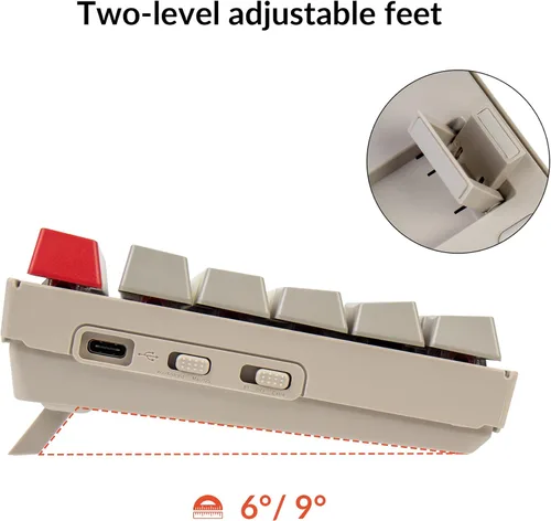 Vista 6 de Keychron K8 87 teclas Tenkeyless Layout inalámbrico Bluetooth teclado mecánico para juegos Mac, multitarea tipo C teclado de computadora con cable