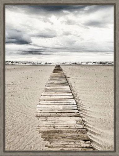 Vista 18 de Amanti Art Framed Canvas Wall Art 24x18 Sandy Beach Boardwalk by Incado, Framed Wall Art Canvas, Beach Artwork, Traditional Decor, Medium Poster