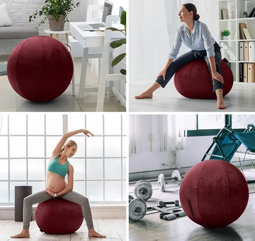 Vista 4 de Husband Pillow Exercise Ball, Cover with Pump for Yoga, Pilates, Fitness Balance Stability, Office Ball Chair Seat. Soft & Slip Resistant, Pro Guide