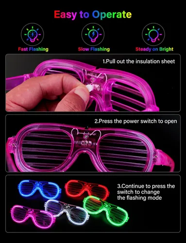 Vista 3 de lamatmo Light up Glasses Led Party Sunglasses - 5 Colors Neon Flashing Glasses, Glow In The Dark Party Favors for Kids Adults