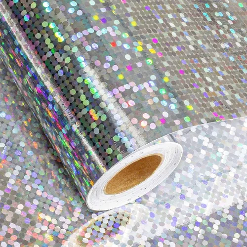 Vista 8 de Merture - Rollo de papel de regalo holográfico azul, papel de regalo azul con diseño de galaxia brillante para cumpleaños, baby shower, Navidad, día