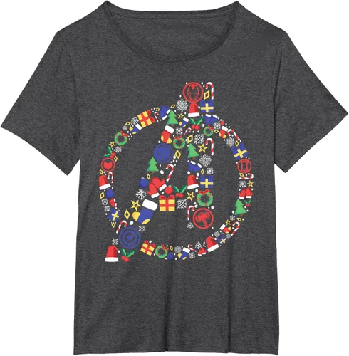 Vista 27 de Marvel Avengers A Logo Symbol Holiday Christmas Icons Camiseta, Negro