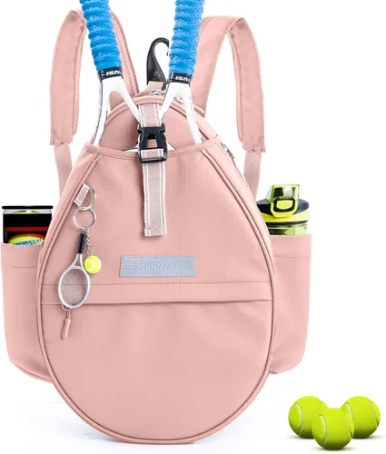 Vista 15 de Mochila de Tenis con Soporte para 2 Raquetas, Bolsa de Raqueta de Tenis de Cuero PU Resistente al Agua para Mujeres y Hombres, Mochila Deportiva