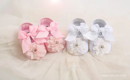 Vista 2 de Zapatos planos Mary Jane para bebés y niñas, con lazo, floral, princesa, vestido de boda, zapatos suaves para recién nacidos, cuna para primeros