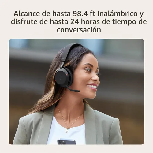 Vista 7 de Auriculares inalámbricos Jabra Evolve2 75 para PC con tecnología de 8 micrófonos - Auriculares estéreo de espuma dual con cancelación activa