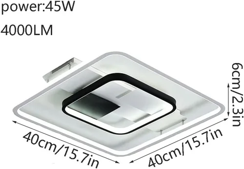 Vista 4 de Lámpara de techo LED de 45 W, con control remoto, brillo regulable, 3000-6000 K, lámpara de techo moderna de montaje empotrado para sala de estar