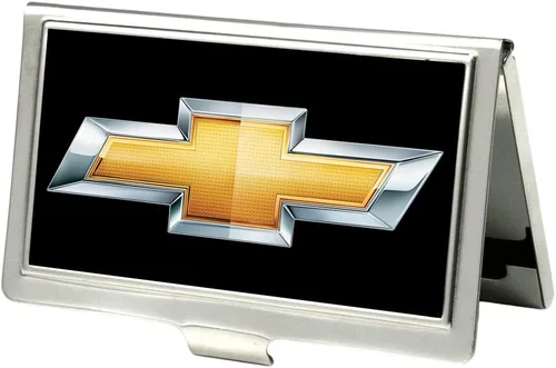 Vista 4 de Buckle-Down Portatarjetas de visita - CHEVROLET Bowtie Logo Negro/Plata/Oro/Blanco - Pequeño