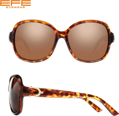 Vista 3 de EFE Gafas de sol polarizadas clásicas de gran tamaño para mujer, marco compuesto TR90, protección UV 400, gafas retro de moda