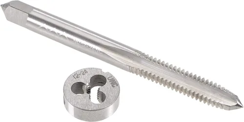 Vista 7 de uxcell 4-40 UNC Tap and Die Set, HSS Macho de rosca de máquina con Troquel de rosca redondo, mano derecha