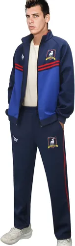 Vista 3 de Disfraz de entrenador de fútbol para hombre, chaqueta azul, pantalones, chándal, traje de fútbol, ropa deportiva, para Halloween, cosplay
