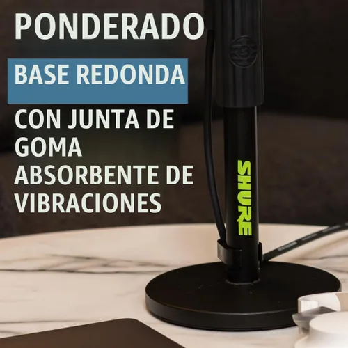 Vista 4 de Soporte de micrófono de escritorio Shure by Gator con base redonda y altura ajustable estándar, embrague giratorio y base de 15 cm; (SH-DESKTOP1)