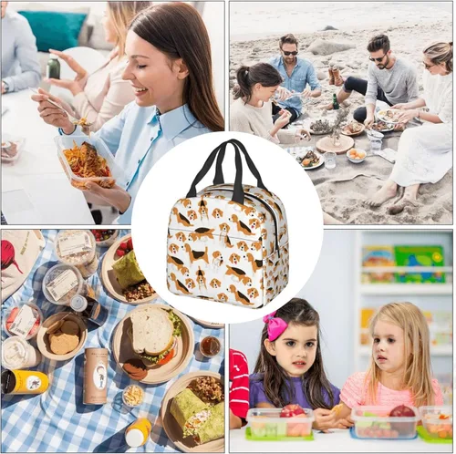 Vista 9 de Beagle - Bolsa de almuerzo para perros, aislada, resistente al agua, reutilizable, para viajes de picnic