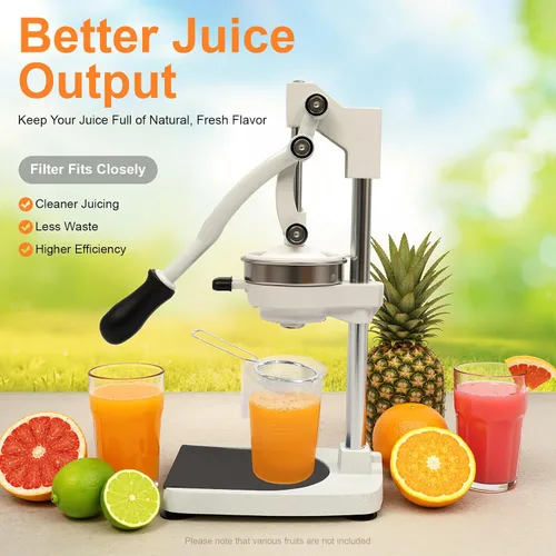Vista 3 de Exprimidor de hierro fundido, exprimidor manual resistente con base estable, prensa comercial de cítricos para naranja, limón, lima, pomelo