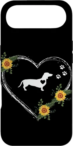 Vista 27 de Dachshund Heartbeat With Paw Prints On Black Case for iPhone 16