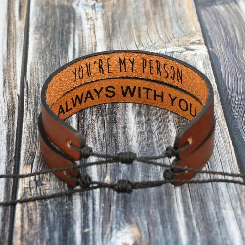 Vista 8 de Pulseras de cuero para hombres y mujeres, inspiradoras, de aliento, confirmación religiosa, aniversario, conmemorativo, mensaje de recuerdo, pulsera