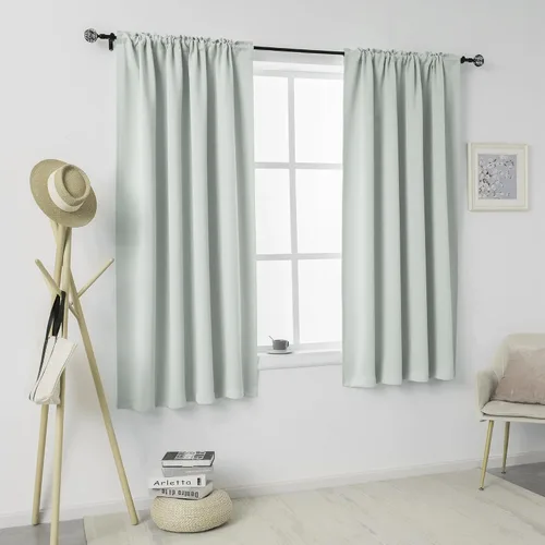 Vista 75 de DUALIFE Cortinas opacas de 45 pulgadas de largo, 2 paneles para ventanas pequeñas de dormitorio, aislamiento térmico, bolsillo para barra, cortinas