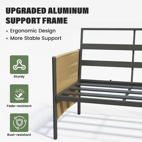 Vista 5 de Muebles de aluminio del patio fijados para 7, sistema tejido Gris
