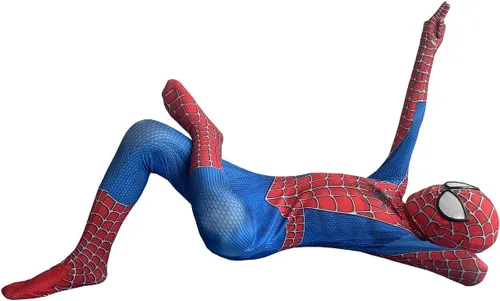 Vista 3 de Vowdicua Disfraz de superhéroe para Halloween cosplay estilo 3D color rojo talla XL