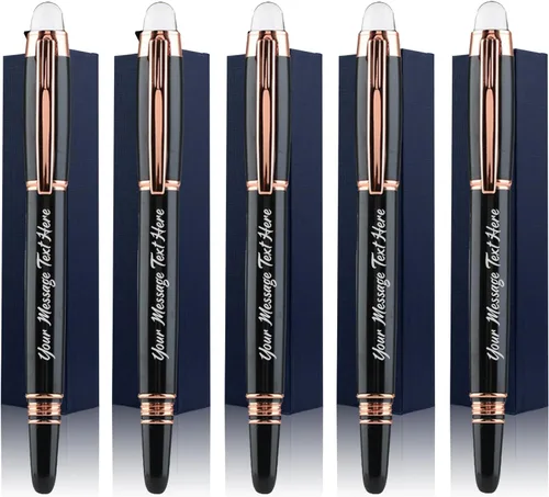 Vista 9 de Ancolo Bolígrafos de rodillo personalizados, juego de escritura suave de lujo con punta de cristal, tinta negra, personalizada con tu nombre