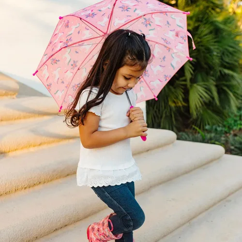 Vista 2 de Paraguas para niños Wildkin Dosel a prueba de lluvia, mango curvo, diseño fácil de colgar