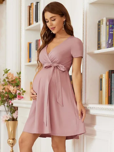Vista 3 de Ever-Pretty Vestido de maternidad cruzado corto con cuello en V para mujer 20786