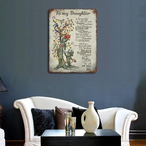 Vista 3 de Letrero de metal con texto en inglés «To My Daughter from Mom», regalos de cumpleaños para hija, regalos para niños, para graduación, día de San
