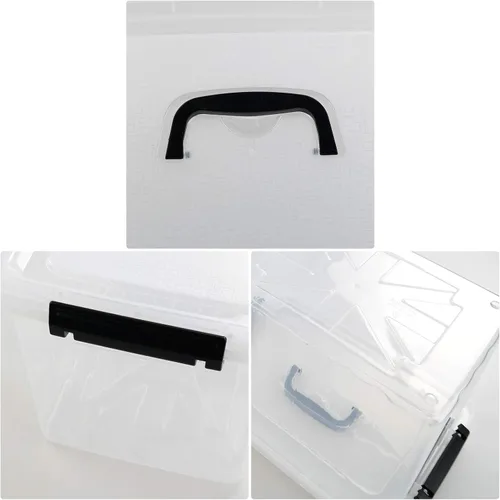 Vista 5 de Farmoon Contenedor de almacenamiento transparente de 12 cuartos de galón, caja apilable de plástico con tapa y mango negro