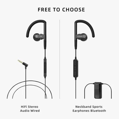 Vista 3 de SoundMAGIC ST80 - Auriculares Bluetooth con banda para el cuello, impermeables, con sonido estéreo de alta fidelidad, con cable, desmontables
