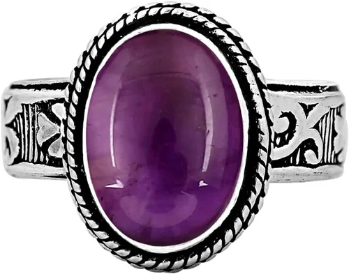 Vista 2 de 5.85 quilates de piedra preciosa natural de forma ovalada solitario para mujer, anillo de plata 925 con piedra natal superpuesta, regalo de joyería