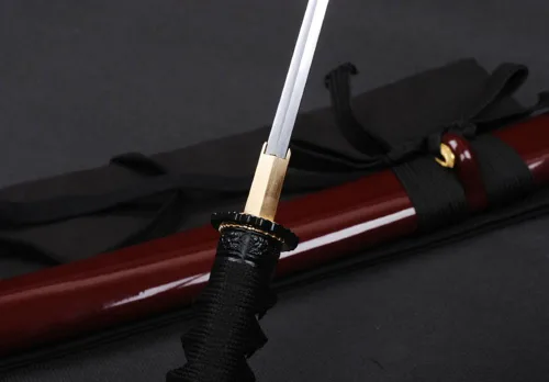 Vista 7 de Katana corta de espiga completa de acero al carbono Samurai japonés Tanto de acero al carbono