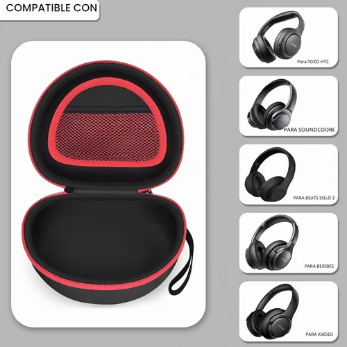 Vista 2 de Funda para auriculares compatible con Mpow 059, Beats Studio3, Beats Solo3, Solo2, Picun P26, para Elecder i39 y más, auriculares inalámbricos Negro
