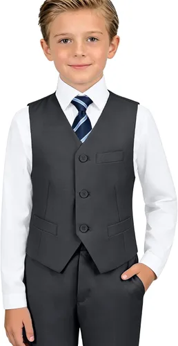 Vista 26 de Traje formal para niños pequeños, esmoquin para boda Negro 4 piezas
