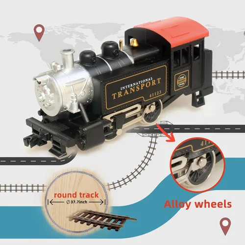 Vista 3 de Juegos de Tren Eléctrico a Escala HO 1:87, Juego de Tren Locomotora Negra con Control Remoto, Paquete de Energía de Vía y Control de Velocidad