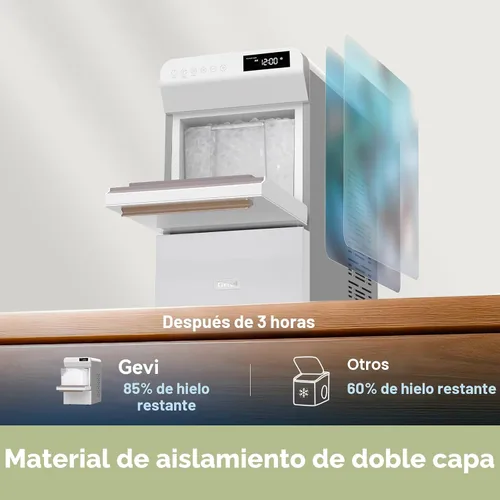 Vista 4 de Gevi Nugget - Encimera para hacer hielo con temporizador programable, 40 libras/24 horas Temporizador programable blanco