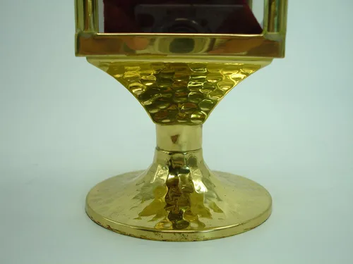 Vista 5 de X16 Cristiano Católico Sacerdote Monstrance Relicario Estilo de Iglesia con Cruz y Martillo Circular Base Base Latón