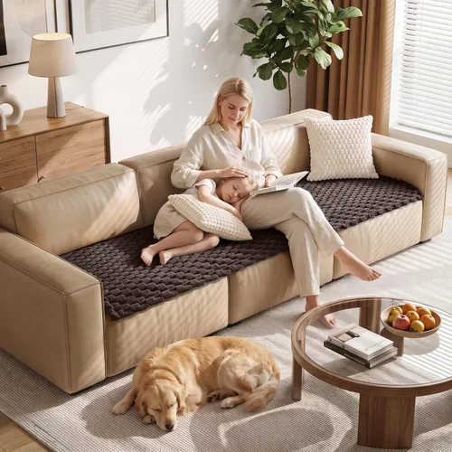 Vista 7 de TAOCOCO 100% Waterproof Couch Cover for Dogs, Washable Flannel Sofa Protector, Non Slip Sofa Covers for 3 Cushion Couch Pet Friendly, Soft Plush Cat