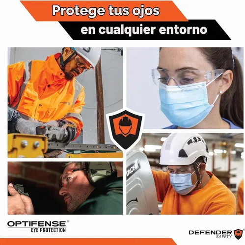 Vista 7 de Defender Safety Gafas de seguridad DVP2, gafas protectoras de policarbonato, anti arañazos, antiniebla, resistente a los impactos ANSI Z87