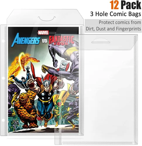Vista 2 de Bolsas para cómics, fundas para encuadernación de cómics, paquete de 12 bolsas protectoras para cómics