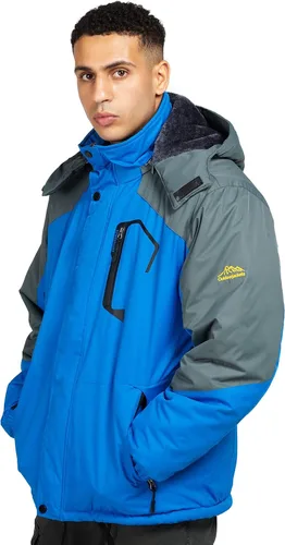 Vista 2 de CorBuyit Chaqueta de esquí con capucha para hombre, abrigo impermeable de invierno para nieve