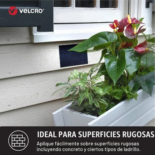 Vista 2 de Cinta resistente para exteriores de Velcro, de 10 pies x 1 pulgada, color negro con adhesivo para pegar Fuerte poder de sujeción resistente al